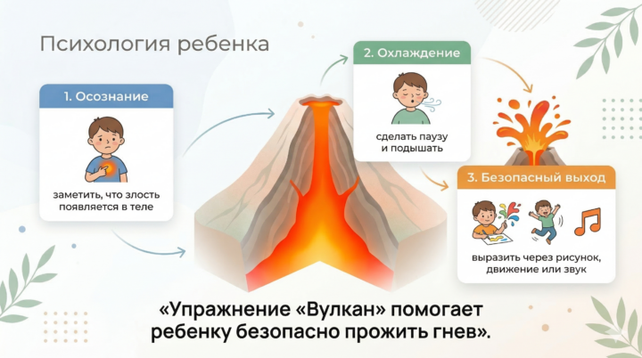 Упражнение «Вулкан»: как помочь ребенку безопасно выражать гнев